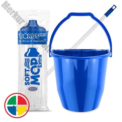 Felmosó szett BONUS extra vödör 11L+ 120cm nyél + softmop pótfej kék