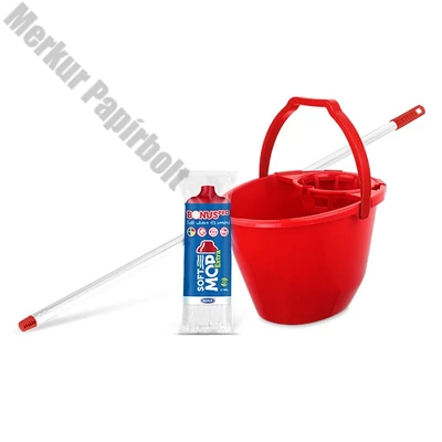 Felmosó szett BONUS extra vödör 11L+ 120cm nyél + softmop pótfej piros