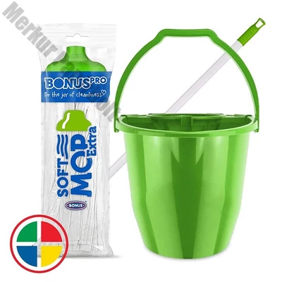 Felmosó szett BONUS extra vödör 11L+ 120cm nyél + softmop pótfej zöld