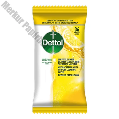 Fertőtlenítő törlőkendő DETTOL Power&Fresh citrom és lime 36 darabos