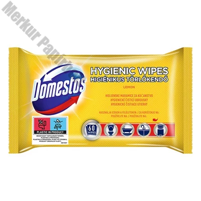 Fertőtlenítő törlőkendő DOMESTOS Lemon 60db