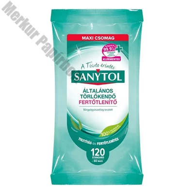 Fertőtlenítő törlőkendő SANYTOL 120 darabos