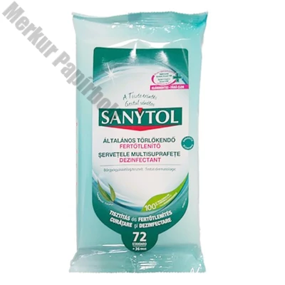 Fertőtlenítő törlőkendő SANYTOL eukaliptusz 72db