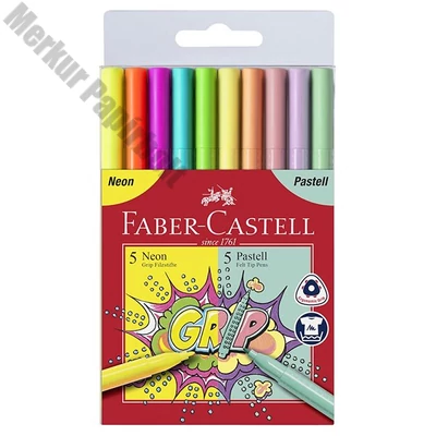 Filctoll FABER-CASTELL Grip neon/pasztell 10 darabos