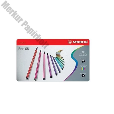 Filctoll STABILO Pen 68 40 darabos fém dobozban
