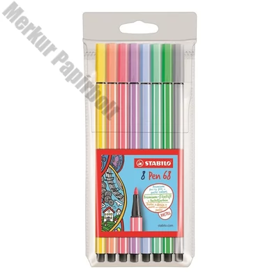 Filctoll STABILO Pen 68 8 darabos pasztell színben