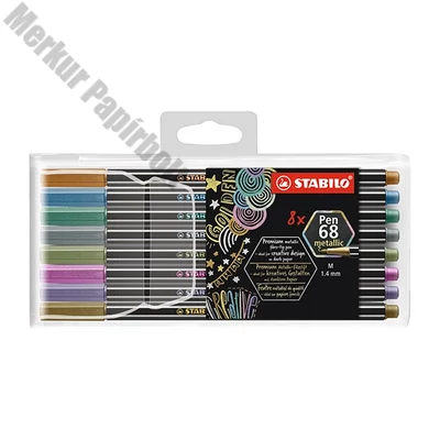 Filctoll STABILO Pen 68 metallic  8 darabos