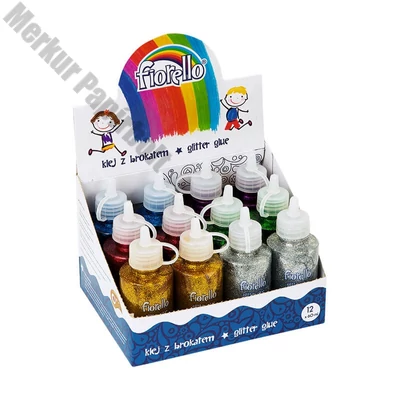Ragasztó folyékony FIORELLO GR-BK60D12 glitteres 60ml 12 darabos display vegyes színek