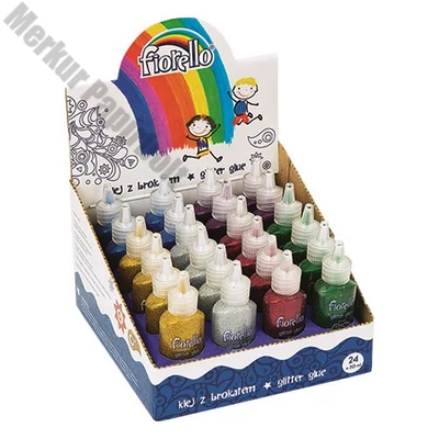 Ragasztó folyékony display FIORELLO GR-BK20D24 glitteres 20ml 24 darabos vegyes színek