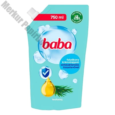 Folyékony szappan utántöltő BABA antibakteriális összetevővel teafaolaj 750ml