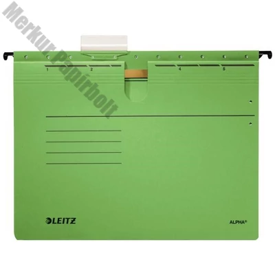 Függőmappa gyorsfűző szerkezettel LEITZ Alpha A/4 karton zöld 25 darabos