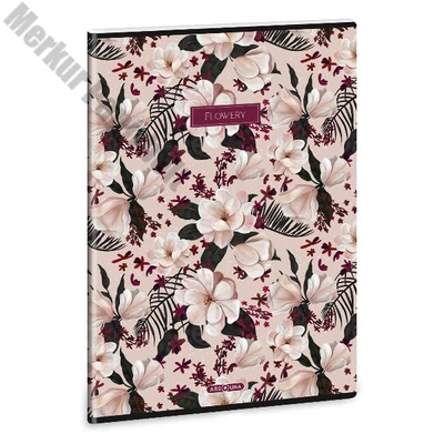 Füzet vonalas ARS UNA A/4 40 lapos Extra kapcsos Flowery Pink