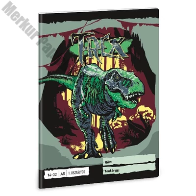 Füzet vonalas ARS UNA A/5 32 lapos 14-32 1. osztályos T-Rex