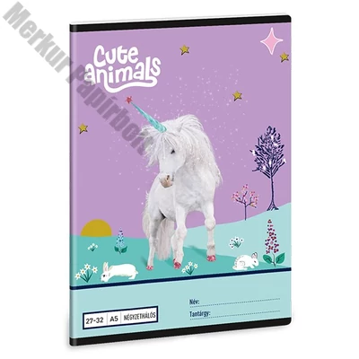 Füzet kockás ARS UNA A/5 32 lapos 27-32 Cute Animals-Unicorn