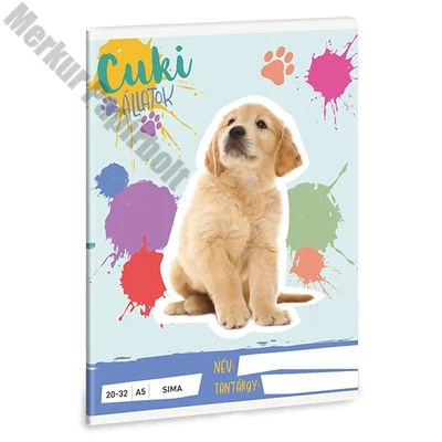 Füzet sima ARS UNA A/5 32 lapos 20-32 Cuki-Golden Retriever