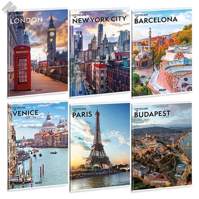 Füzet vonalas ARS UNA A/4 40 lapos Extra kapcsos Cityscape