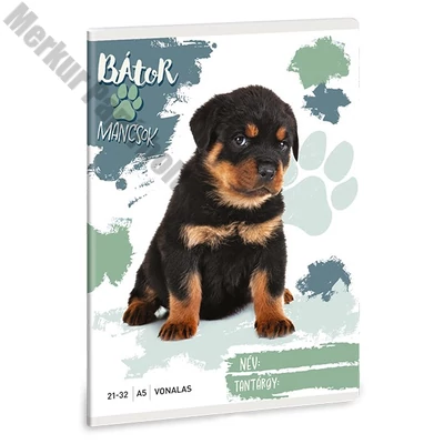 Füzet vonalas ARS UNA A/5 32 lapos 21-32 4-8. osztályos Bátor mancsok-Rottweiler