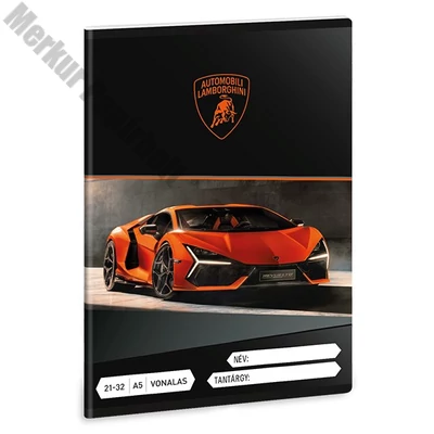 Füzet vonalas ARS UNA A/5 32 lapos 21-32 4-8. osztályos Lamborghini narancssárga