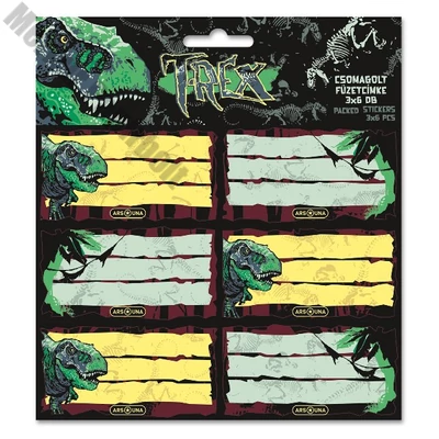 Füzetcímke ARS UNA 18 darabos T-Rex