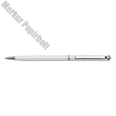Golyóstoll ART CRYSTELLA fehér slim rózsaszín SWAROVSKI® kristállyal 0,7mm kék