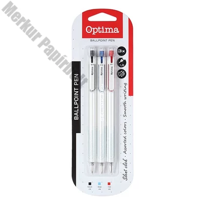 Golyóstoll OPTIMA nyomógombos Stella vegyes színek 1,0 mm 3 darabos