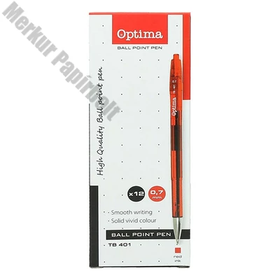 Golyóstoll OPTIMA nyomógombos TB 401 0,7 mm piros