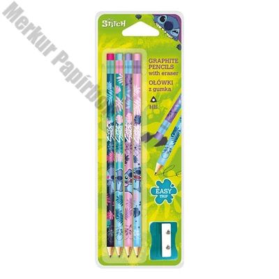 Grafitceruza COOLPACK Lilo és Stitch háromszögletű radíros HB 4 darabos