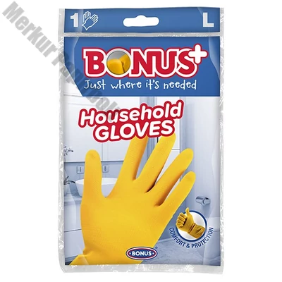 Gumikesztyű BONUS háztartási latex sárga L