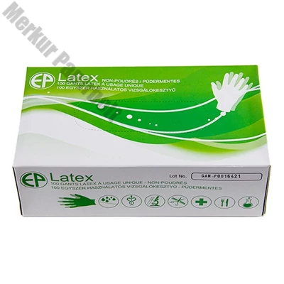 Gumikesztyű egyszer használatos latex púdermentes fehér S 7