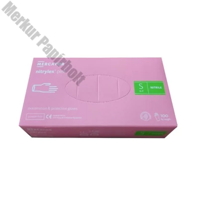 Gumikesztyű egyszer használatos nitril púdermentes pink S 7