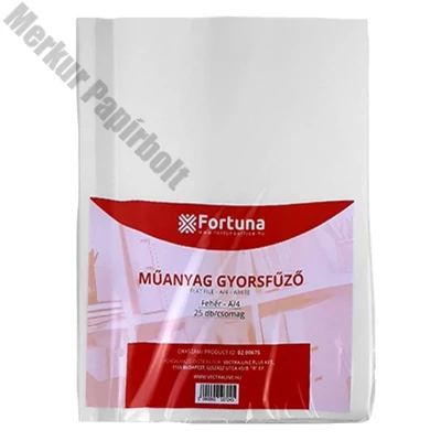 Gyorsfűző FORTUNA műanyag fehér 25 darabos