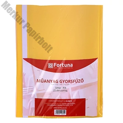 Gyorsfűző FORTUNA műanyag sárga 25 darabos