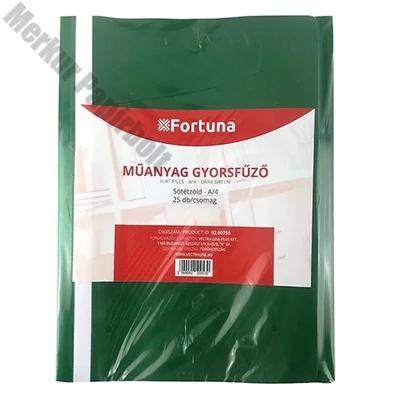 Gyorsfűző FORTUNA műanyag sötétzöld 25 darabos