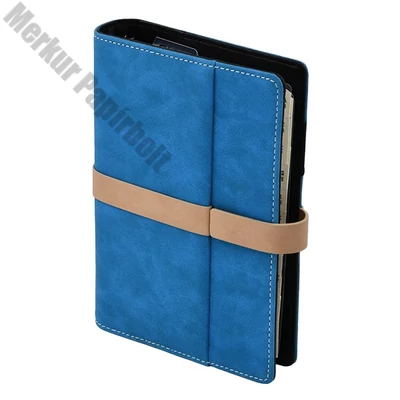 Gyűrűs kalendárium SATURNUS L225 chamois lapos kék-bézs műbőr 2026.