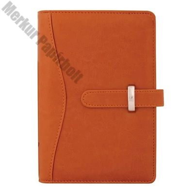 Gyűrűs kalendárium SATURNUS S437 fehér lapos világosbarna műbőr 2026.