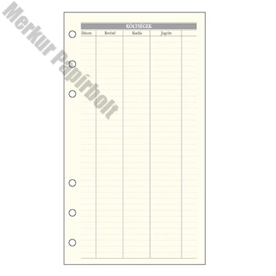 Gyűrűs kalendárium betét SATURNUS L365 kötségtervező sárga lapos 2026.