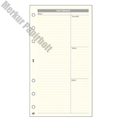 Gyűrűs kalendárium betét SATURNUS L368 bianco napi tervező sárga lapos