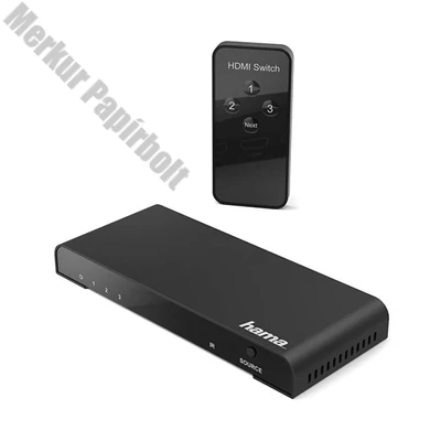 HDMI elosztó HAMA 3 állású 4K + távirányítóval