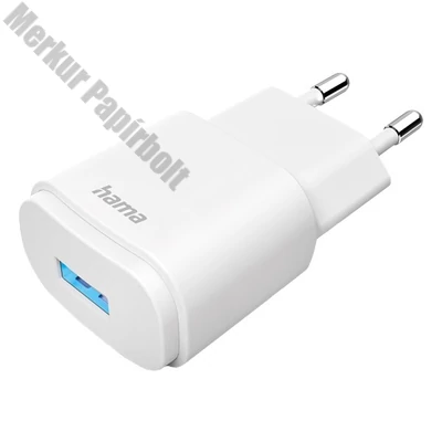 Hálózati adapter HAMA USB-A 6W fehér