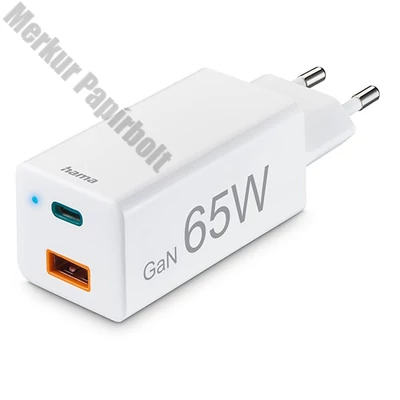 Hálózati töltő HAMA USB/USB-C 65W fehér