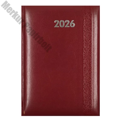 Határidőnapló ALISCA Rebel varrott B/5 napi fehér lapos bordó 2026.