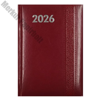 Határidőnapló ALISCA Rebel varrott B/6 napi fehér lapos bordó 2026.