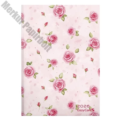 Határidőnapló LIZZY CARD B/6 heti keménytáblás Pink roses 2026.