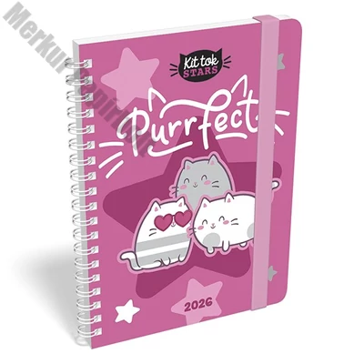 Határidőnapló LIZZY CARD B/6 heti spirálozott gumis Kittok purrfect 2026.