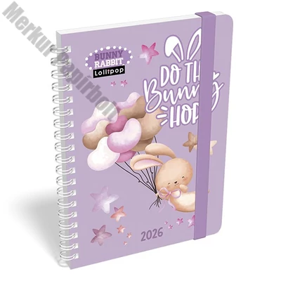 Határidőnapló LIZZY CARD B/6 heti spirálozott gumis Lollipop bunny rabbit 2026.