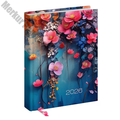 Határidőnapló REALSYSTEM Librobello "Hölgyeknek" B/6 napi fehér lapos 3D lakk Floral 2026.