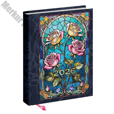 Határidőnapló REALSYSTEM Librobello "Hölgyeknek" B/6 napi fehér lapos 3D lakk Ólomüveg 2026.