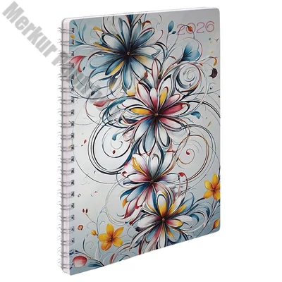 Határidőnapló REALSYSTEM SP1 spirál A/5 heti fehér lapos absztrakt 2026.