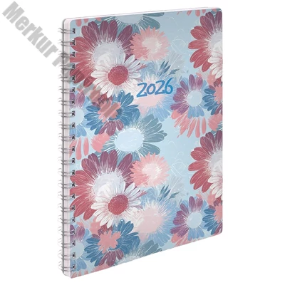 Határidőnapló REALSYSTEM SP1 spirál A/5 heti fehér lapos virágok 2026.