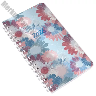 Határidőnapló REALSYSTEM SP2 spirál A/6 heti fehér lapos virágok 2026.